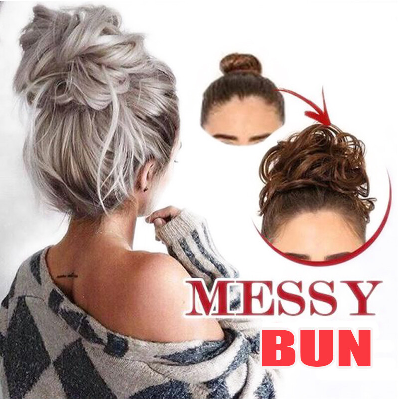 Messy Rose Bun Clip In Remy Human Hair Extensions Scrunchie Updo Multi Colors US