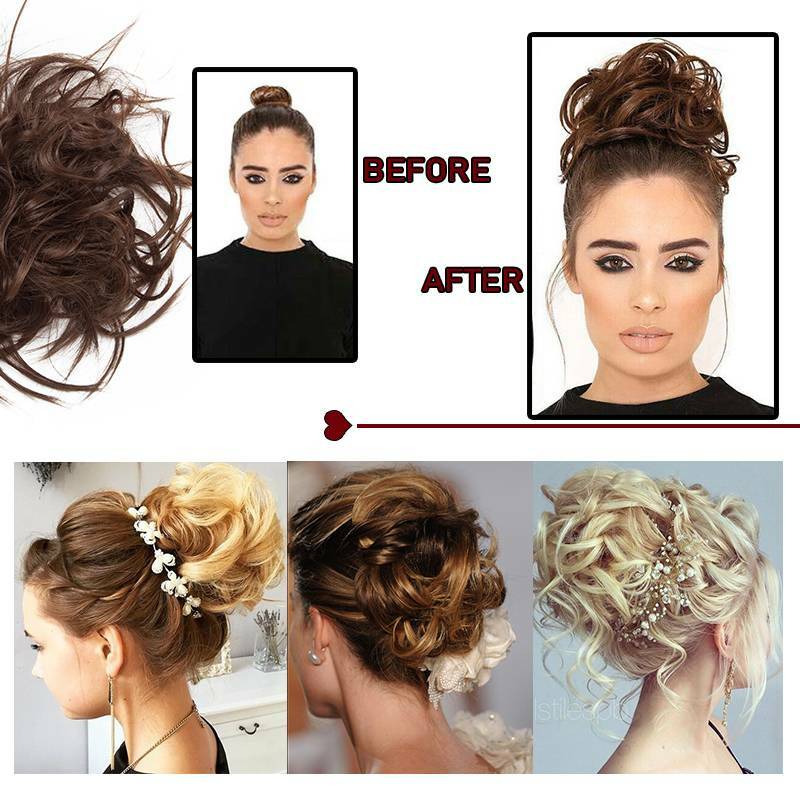 Large Thick Messy Bun Ponytail Scrunchie Hair Piece Extensions Real as Human USA