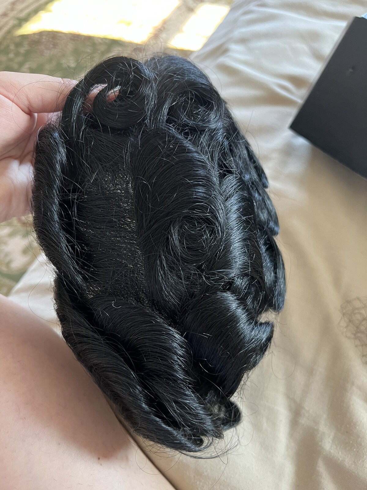 Toupee for Men 8x10in 0.06mm Thin PU Skin Black V-looped Human Hair