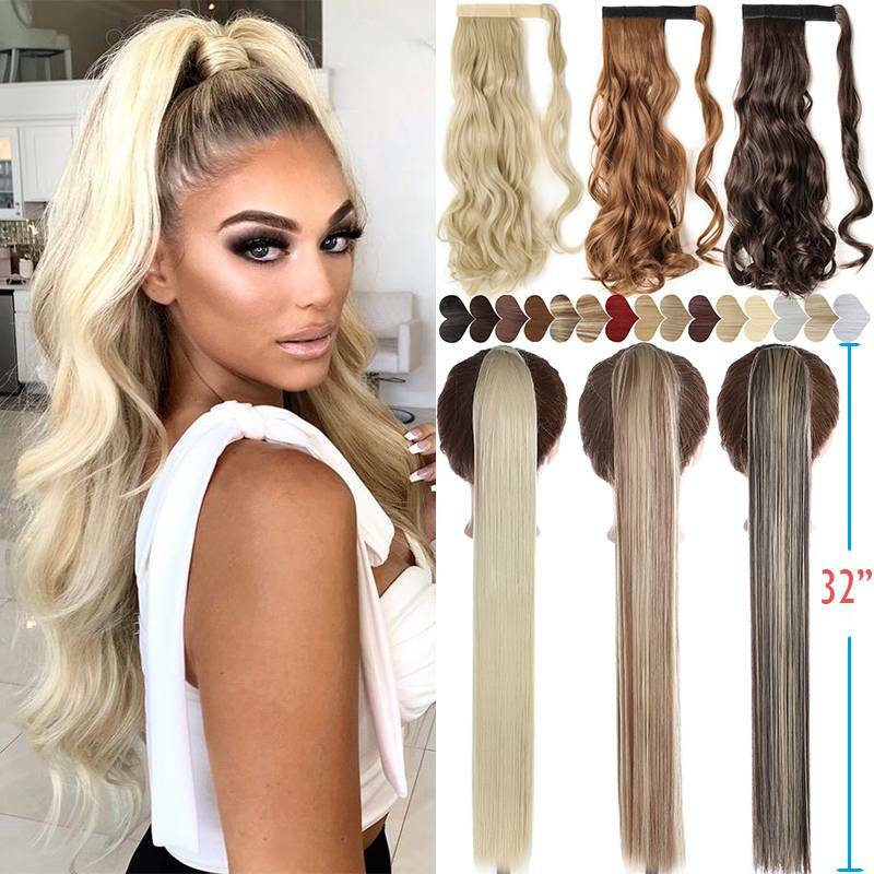 NEW 32″ Long Thick Ponytail Hair Piece Clip in Hair Extensions New Ombre Braids