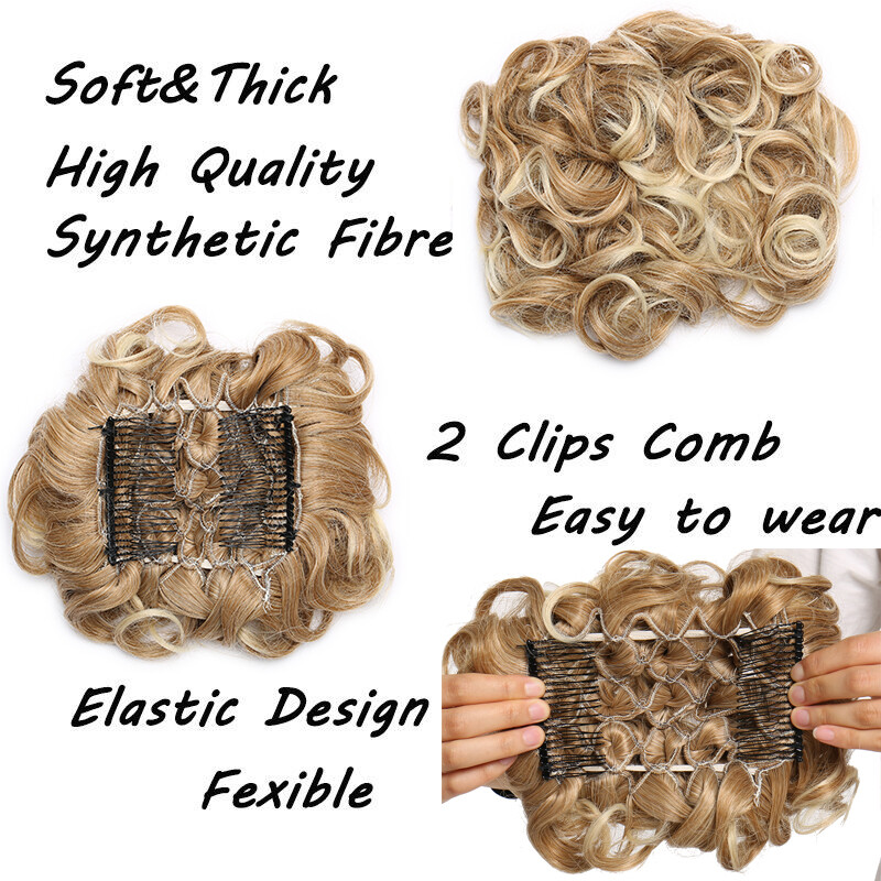 Large Thick Curly Bun Hair Piece Scrunchie Updo Clip in Hair Extensions as Real