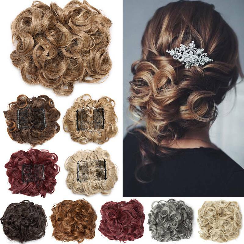 Scrunchie Updo Curly Messy Bun Clip In Hair Piece Hair Extensions Real as human