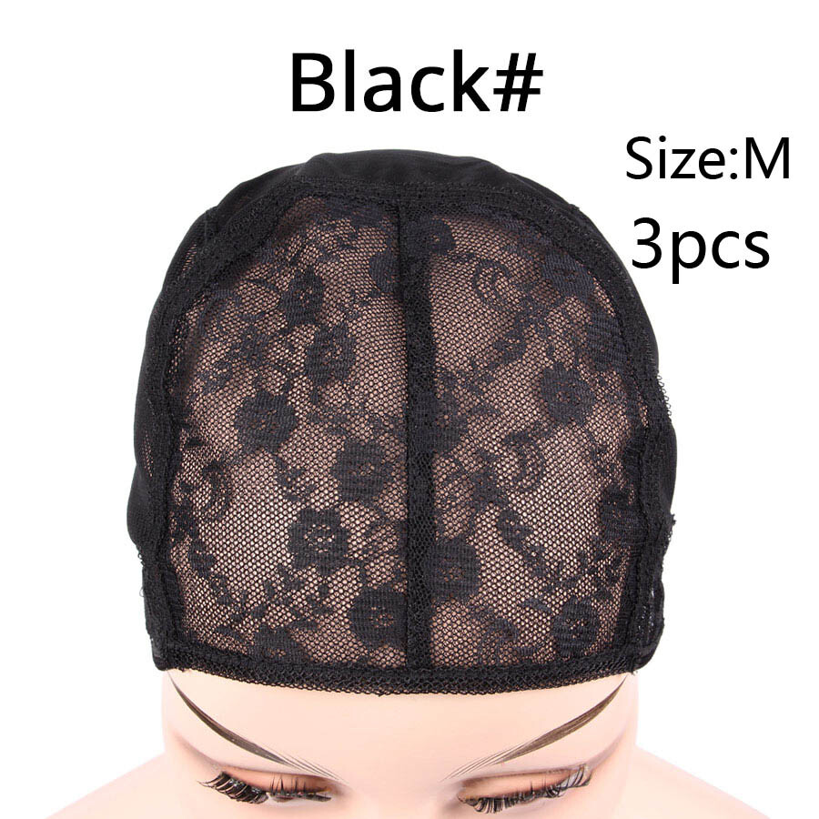 Adjustable Lace Wig Caps Invisible Mesh Weaving Hairnets With Strap 3 Pcs/Lot