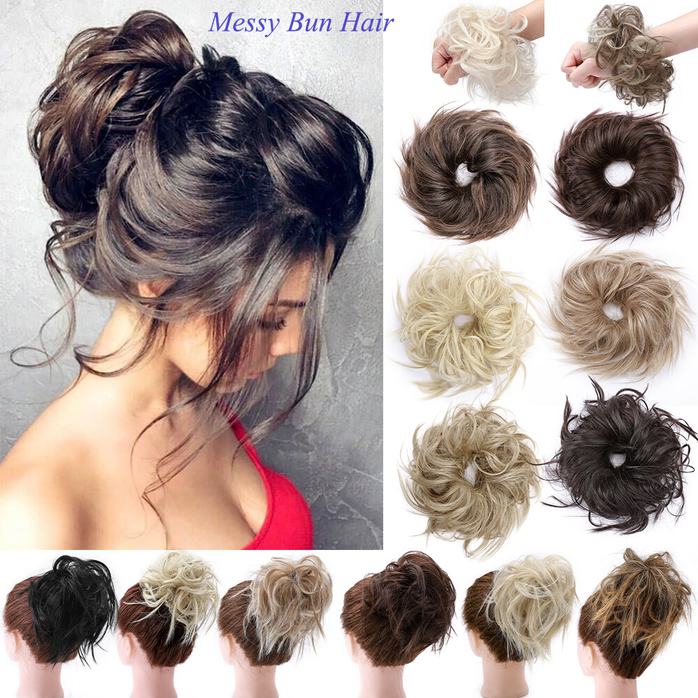 Thick X-Large Messy Bun Hair Piece Scrunchie Updo Wrap Hair Extensions Natural