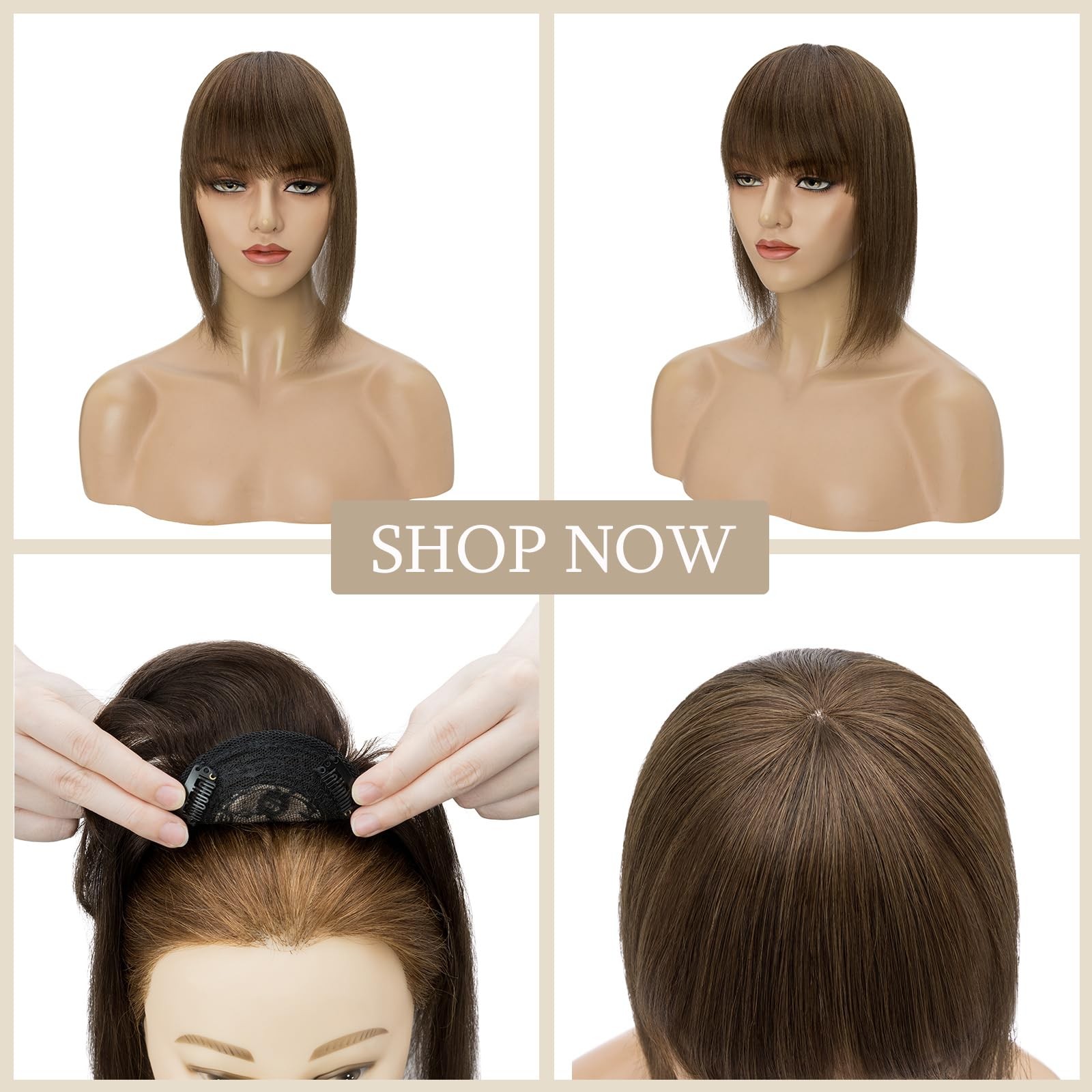 My-Lady Top Hairpiece For Women Bangs – Natural Mono Base Topper 100 Real Human