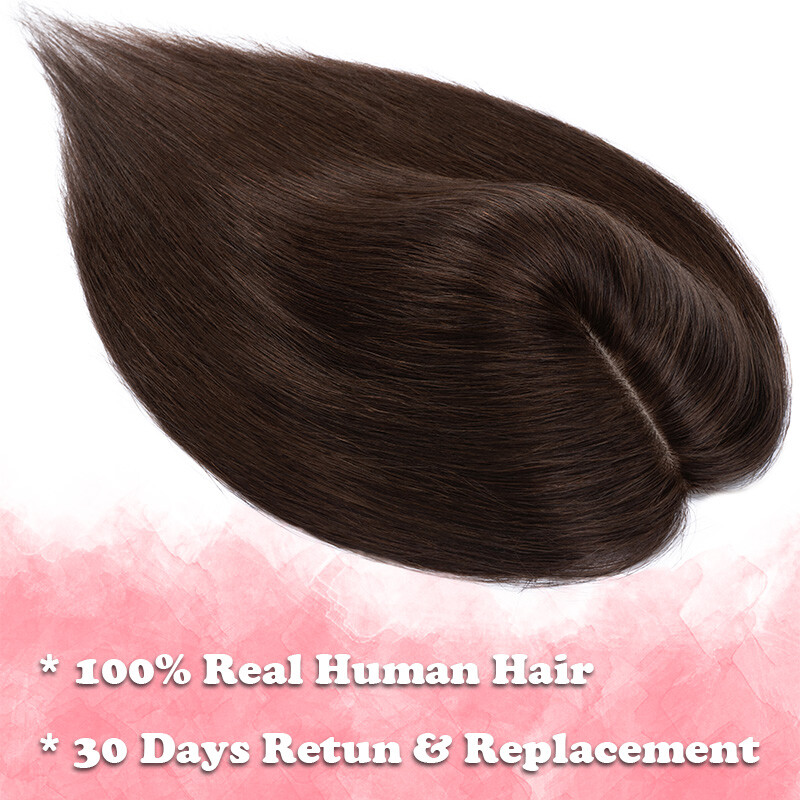 Women’s 100% Remy Human Hair Topper Clip In Hairpiece Silk Base Toupee 13*15cm