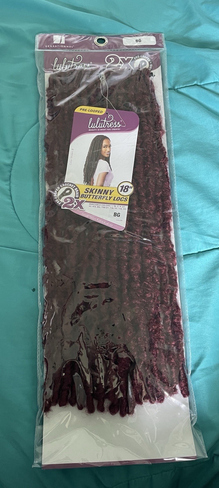 Lulutress Pre-Looped Skinny Butterfly Locs Crochet Hair 18″ Color BG