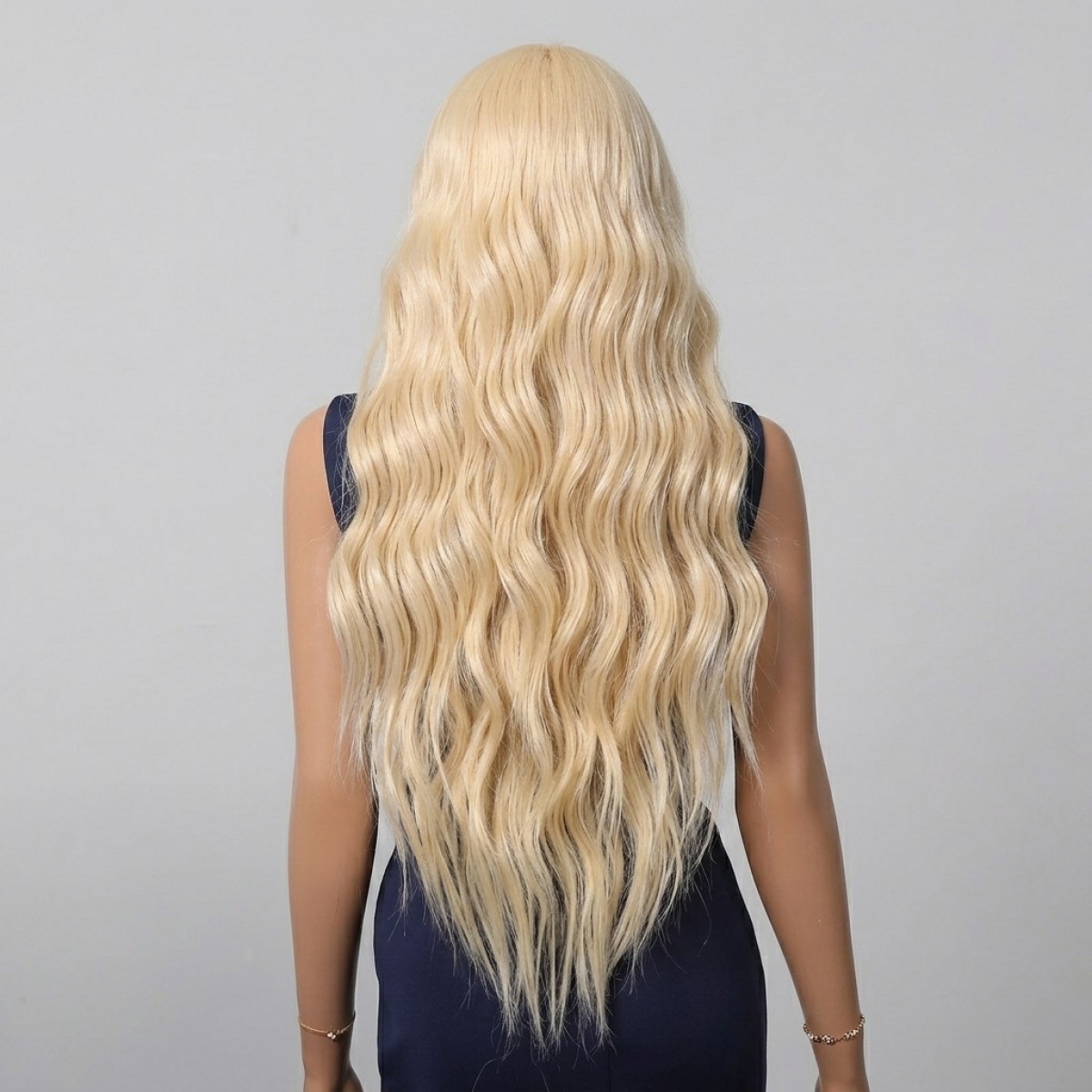 Lace Front Wig Long Wavy Pre Plucked Heat Resistant Synthetic Hair Blonde