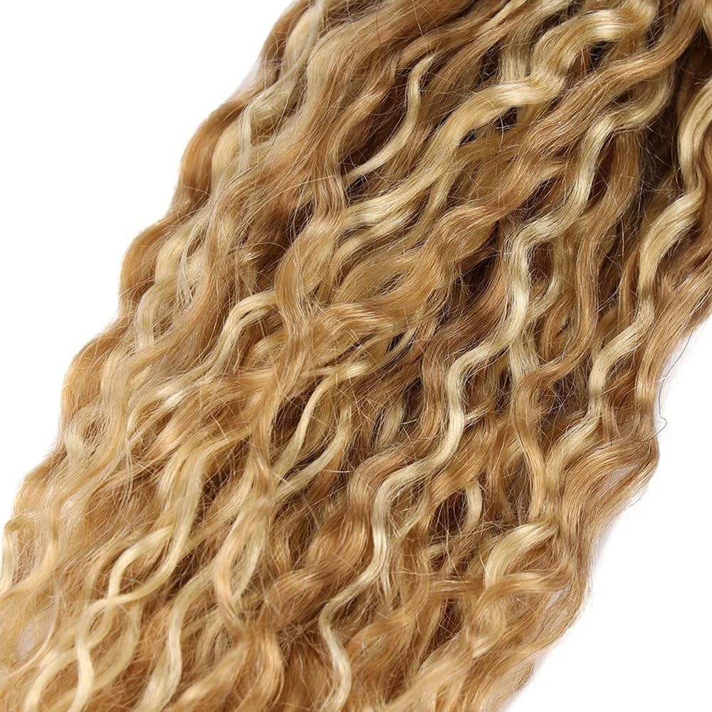 Hrceyocr P27/613 Honey Blonde Human Braiding Hair Deep Wave Bulk 32 32 32 Inch