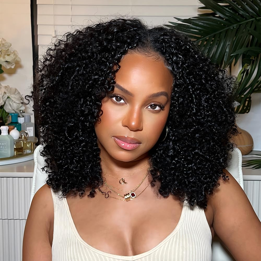 Afro Kinky Curly Knotless Pre-Separated Crochet Hair Extensions Kinky Curly Feat