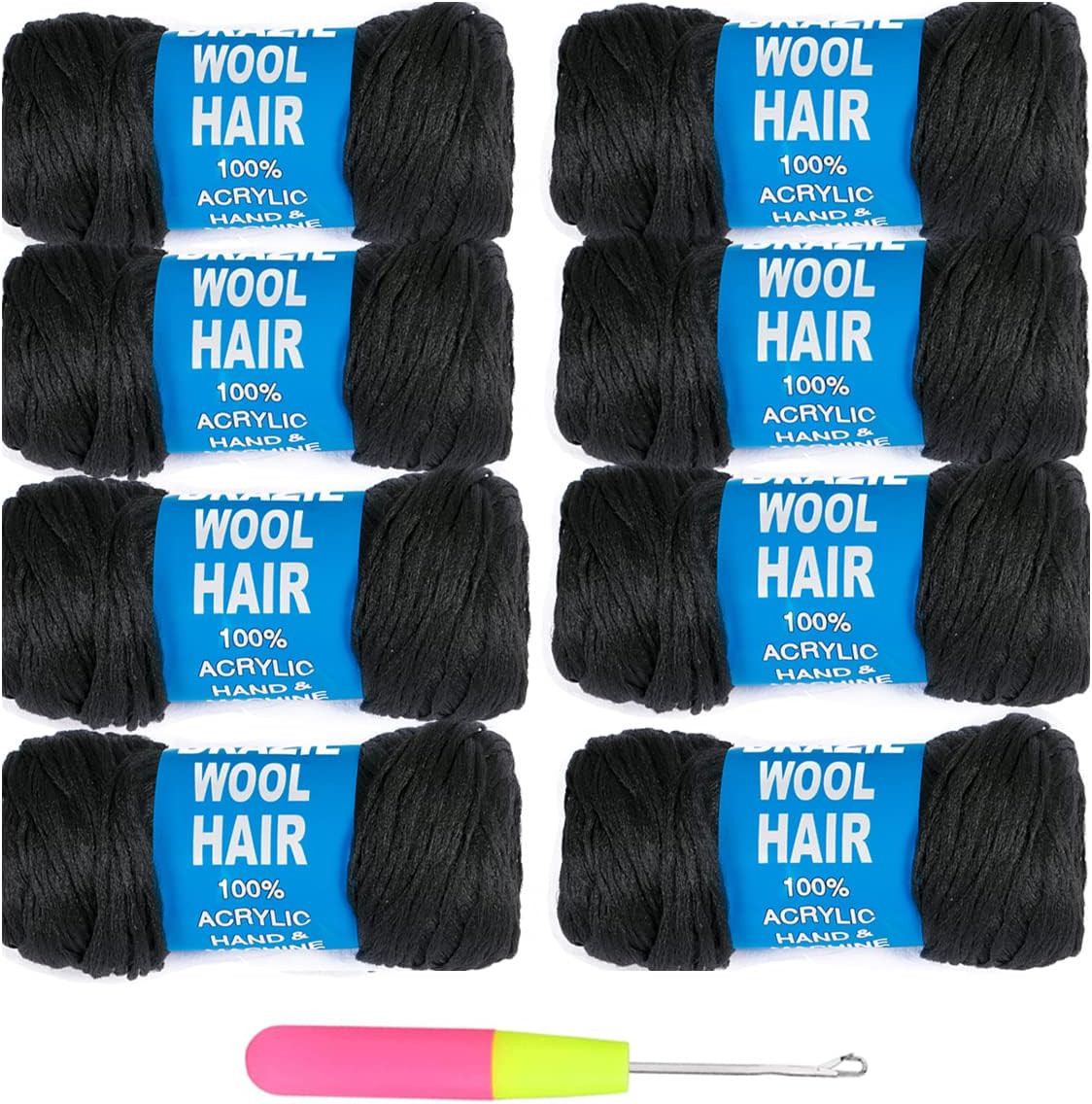 8Pcs Brazilian Yarn Wool Hair Arylic Yarn for Hair Crochet Braid Twist Warps