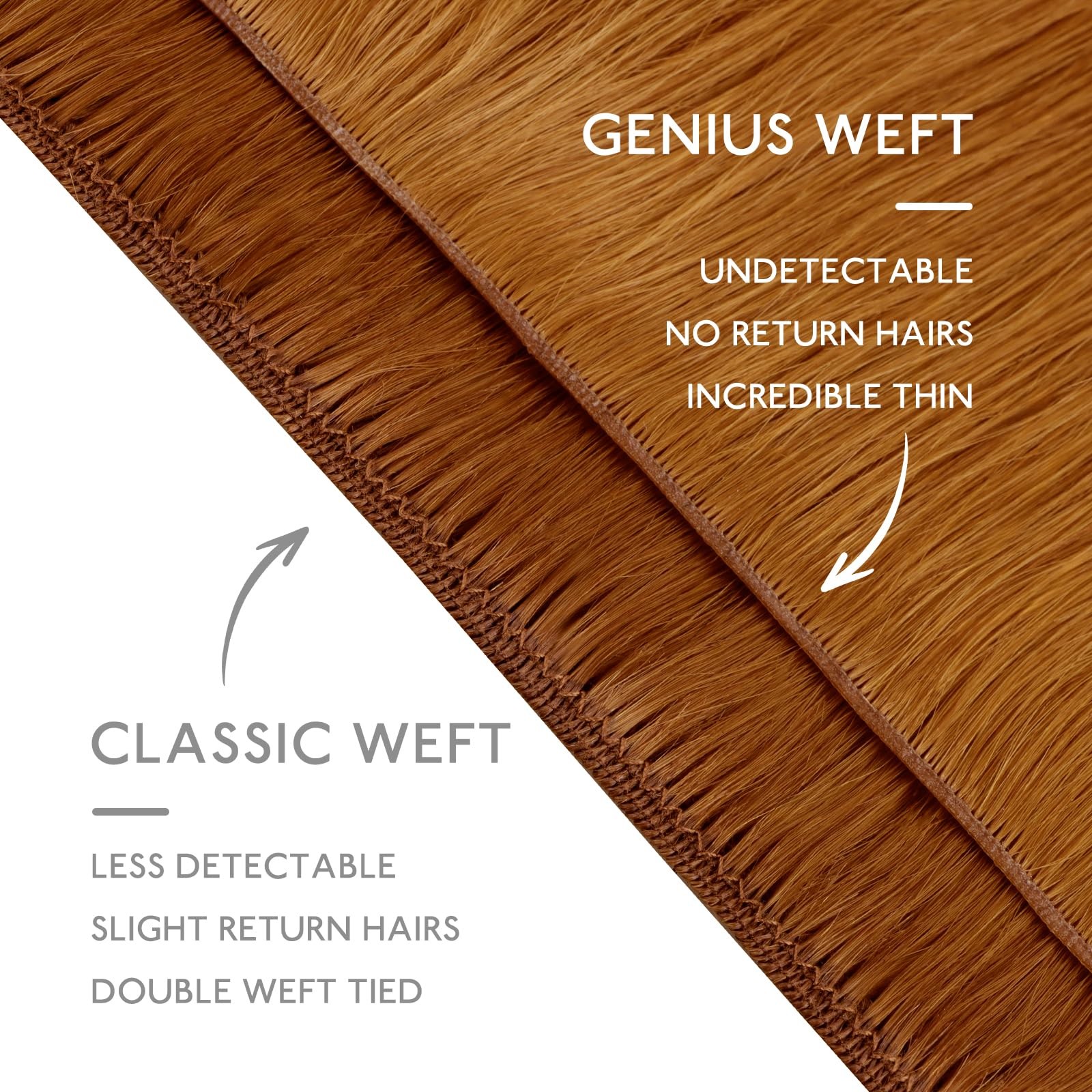 Sew in Weft Hair Extensions 50g 16″ Auburn Ginger – Natural Luxury Remy