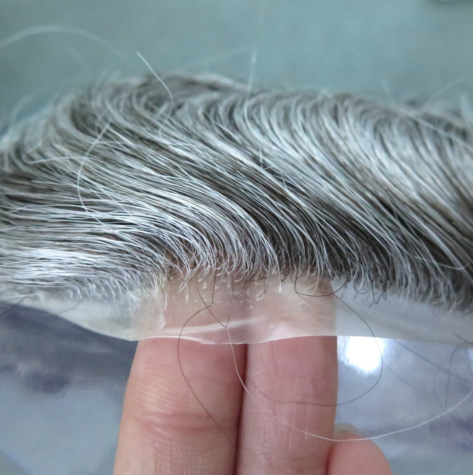 Natural Mens Toupee Hair Replacement System Super Thin Skin V Looped NG #1B50