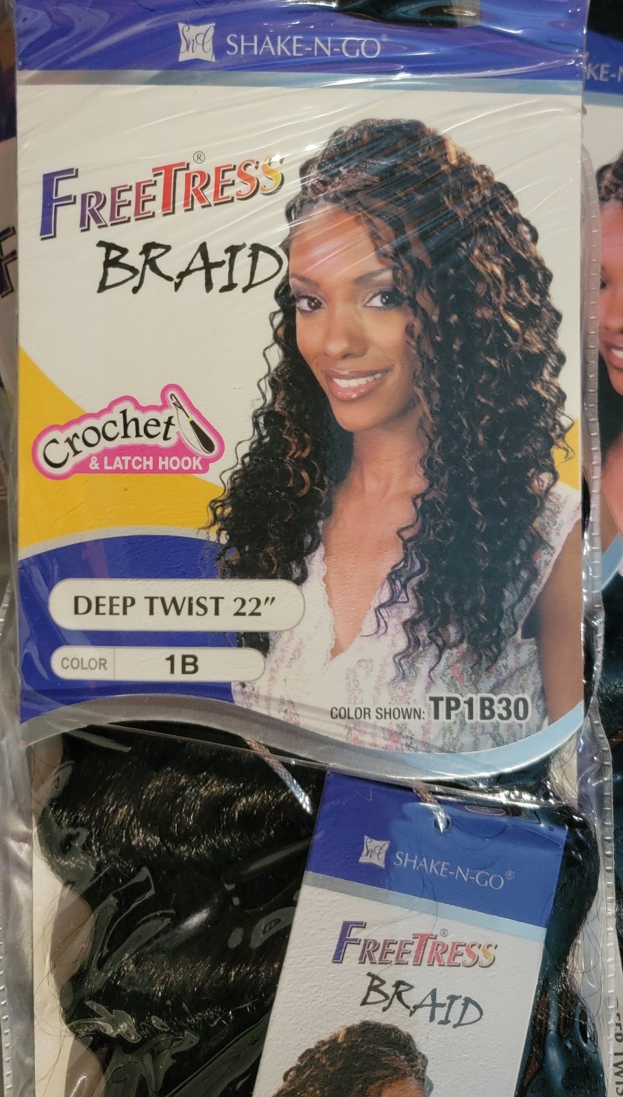 *4-Pack* FREETRESS SYNTHETIC CROCHET BRAIDS – DEEP TWIST BULK 22″ Color 1B