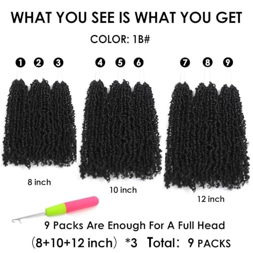Yanky Twist Crochet Hair – 8 Inch-10 Inch-12 Inch 1B#-Natural Black