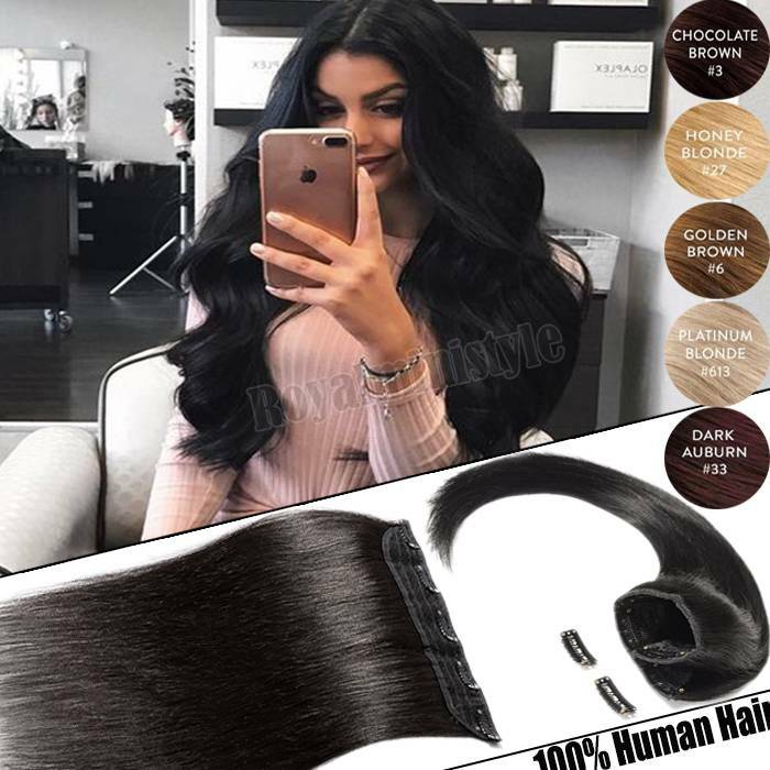 One Piece THICK Clip In 100% Remy Human Hair Extensions Straight/Body Wave P491