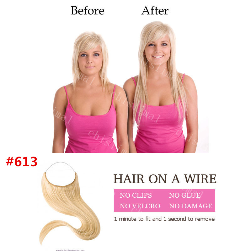 Ombre 120g Handmade Flip Human Hair Extensions Invisible Wire good Hair Weft