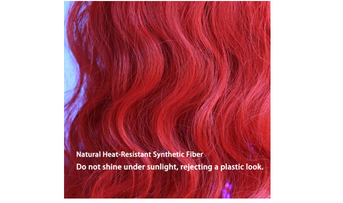Long Cosplay Wig for Women Red Wavy High Temperature Fiber Wig Color Ground