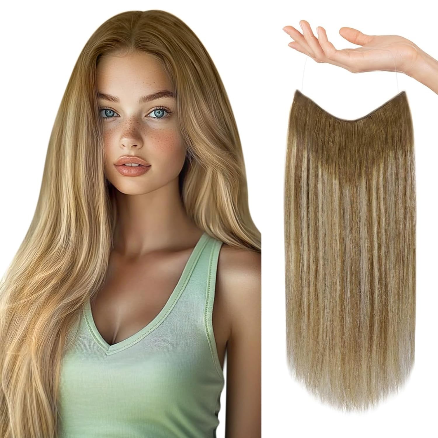 Sunny Hair FISHLINE 14″ Balayage Brown to Blonde Wire Hair Extensions FP 6-60-6