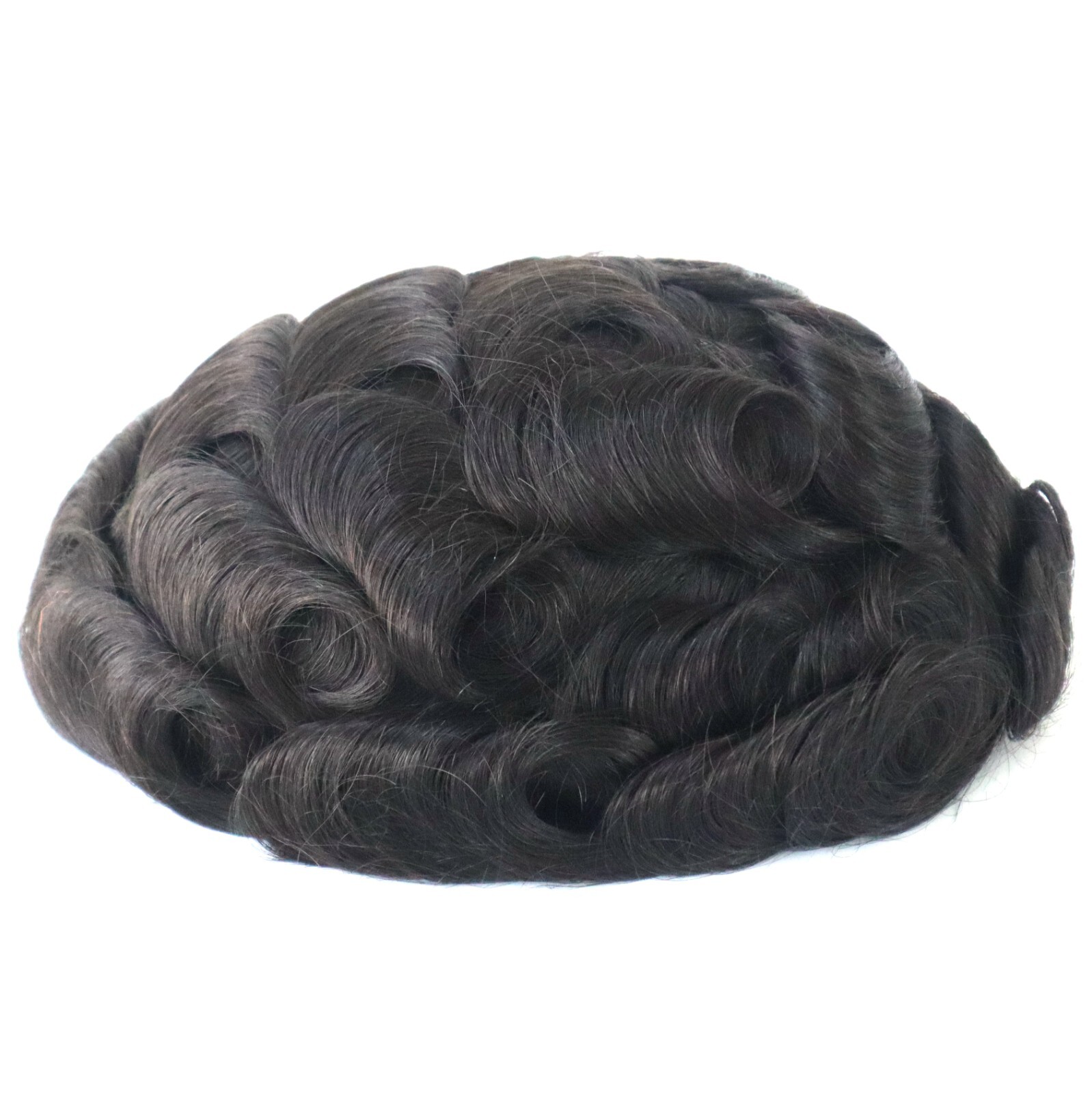 Mens Hair Replacement System Poly Skin Toupee Human Hair Pieces #1B 7X9