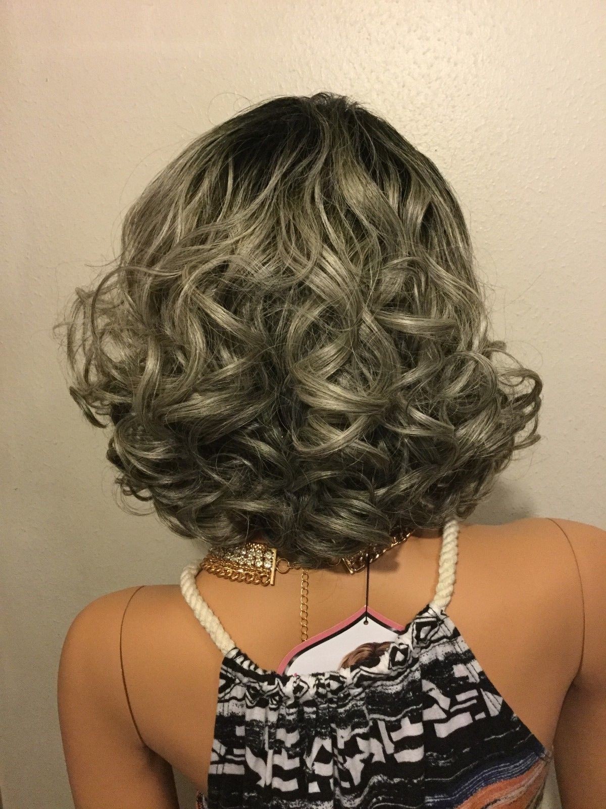 NWT Bobbi Silver & Black Lace Front Hand-Tied Part High Heat Fiber Wig