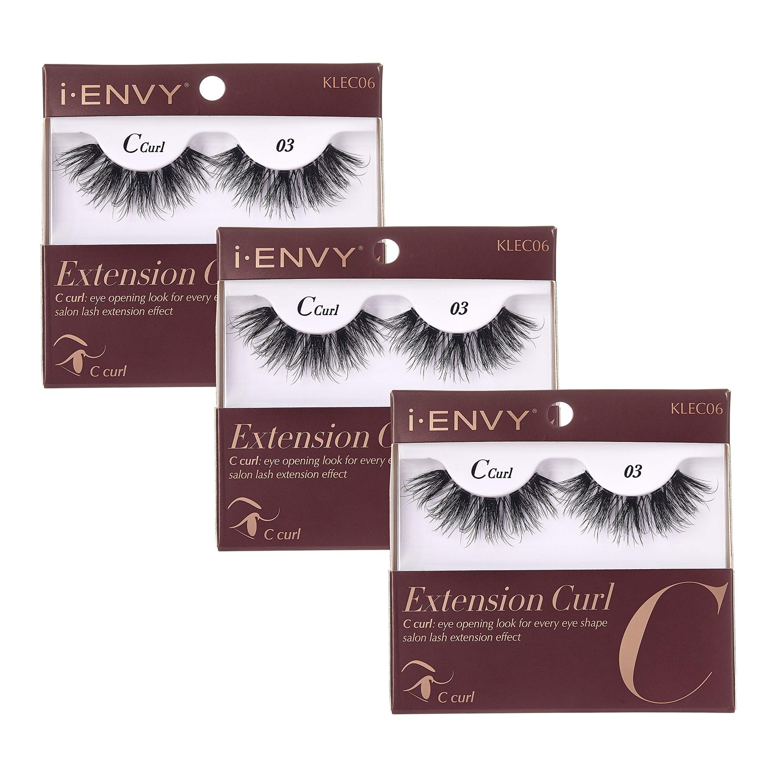 i-Envy 3 Pairs False Eyelashes Curl Natural Lashes Salon Lash Extension Effect