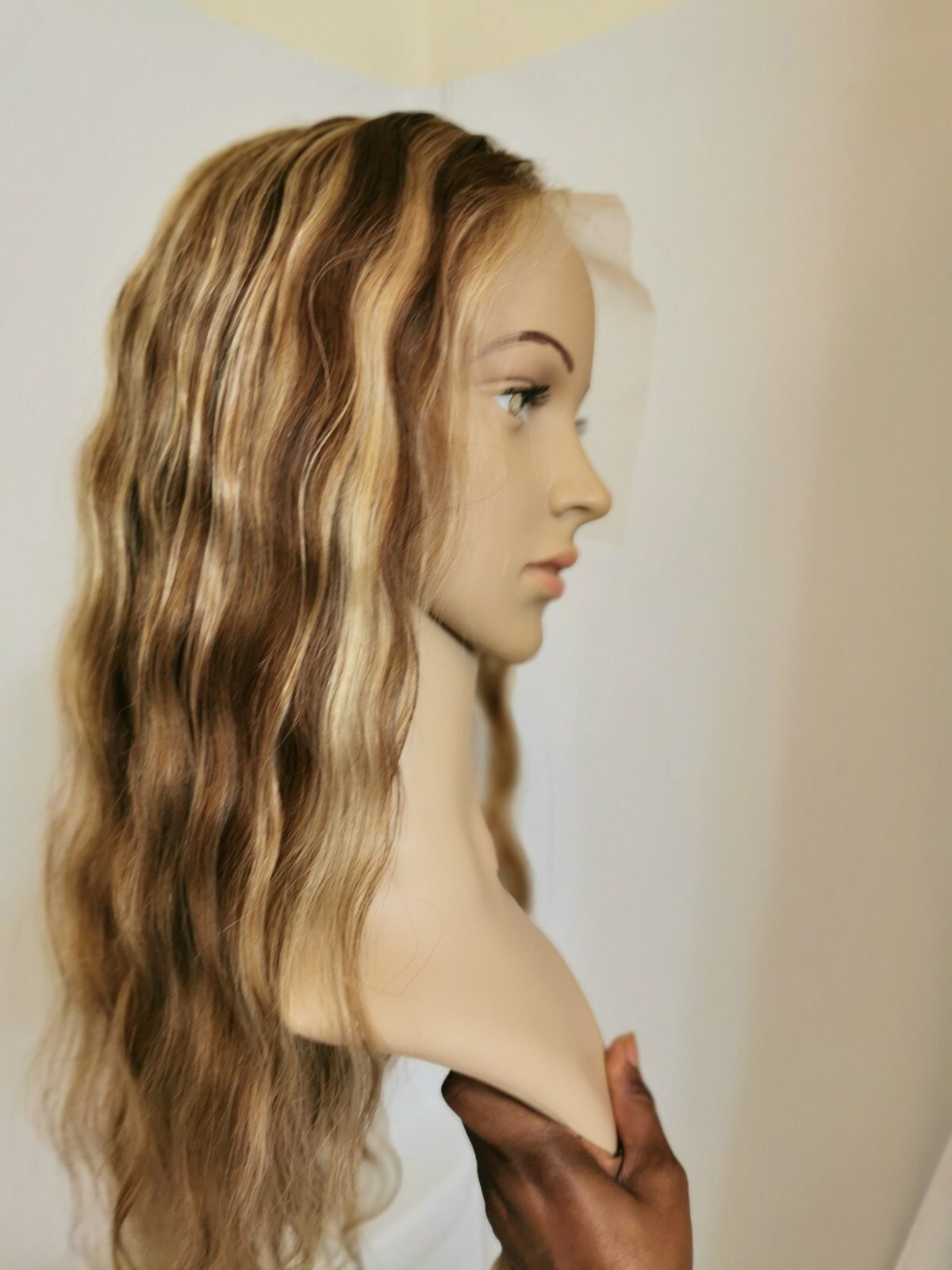 24” High Quality Hightlight Blonde Brown Human Hair 6X13 Front Lace Wig