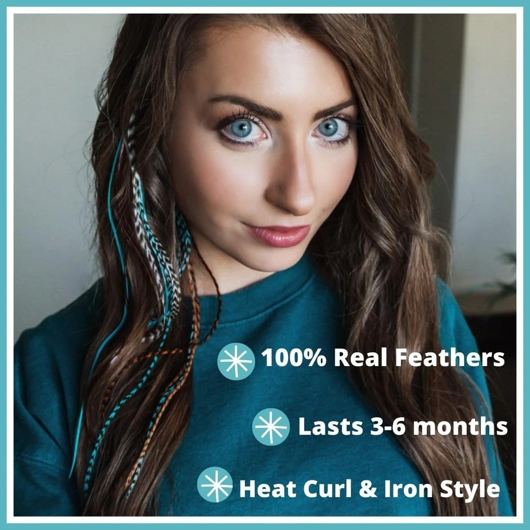 Rooster Hair Feathers Kit – Turquoise and Naturals for Stunning Styles