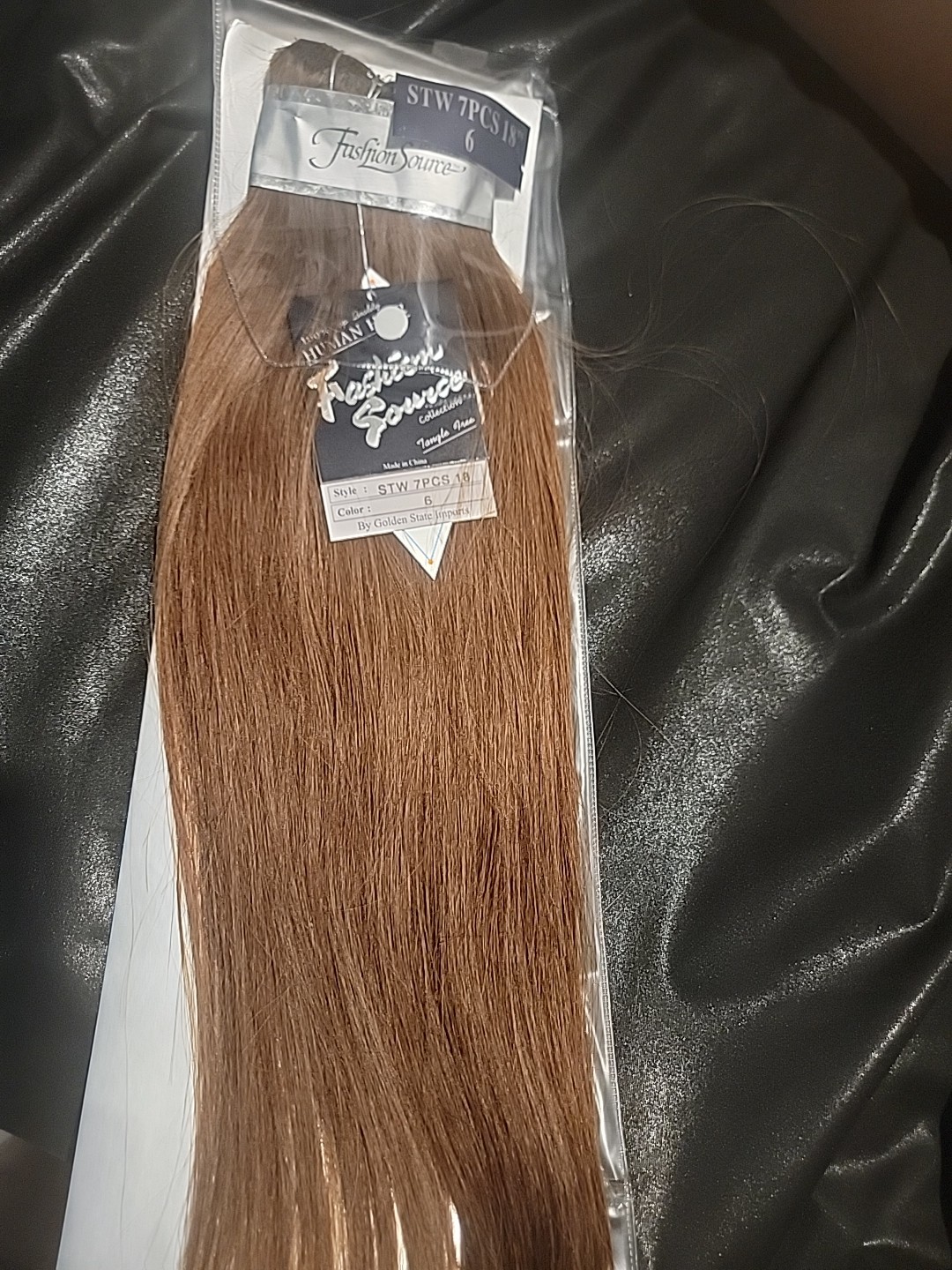 Fashion Source 100% Fine Human Hair Stw 7 Pcs 18” Color 6