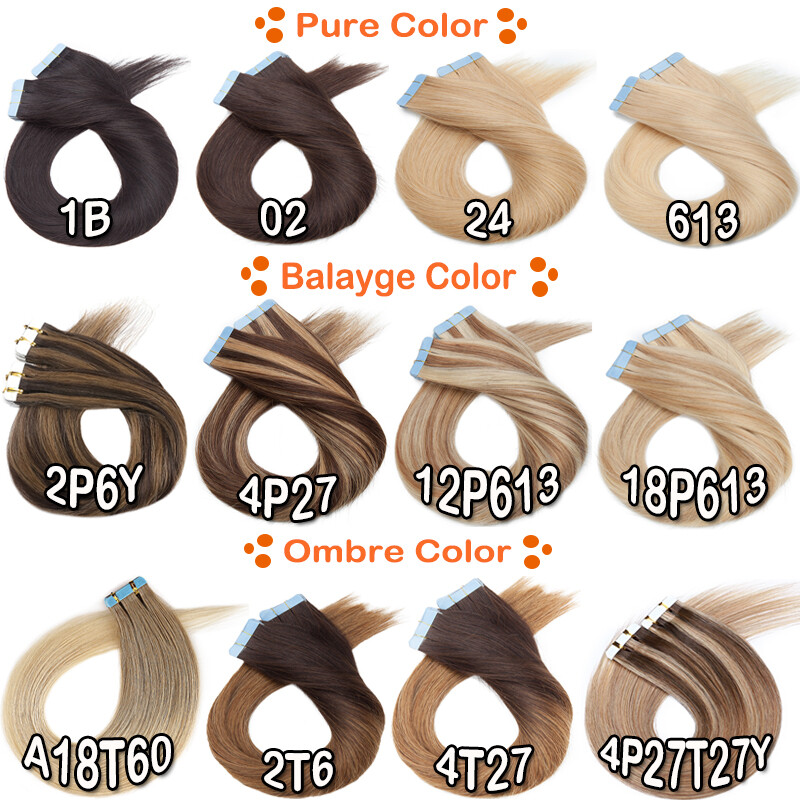 Tape In 100% Real Human Hair Extensions Skin Weft Double Sided Glue Full Head US
