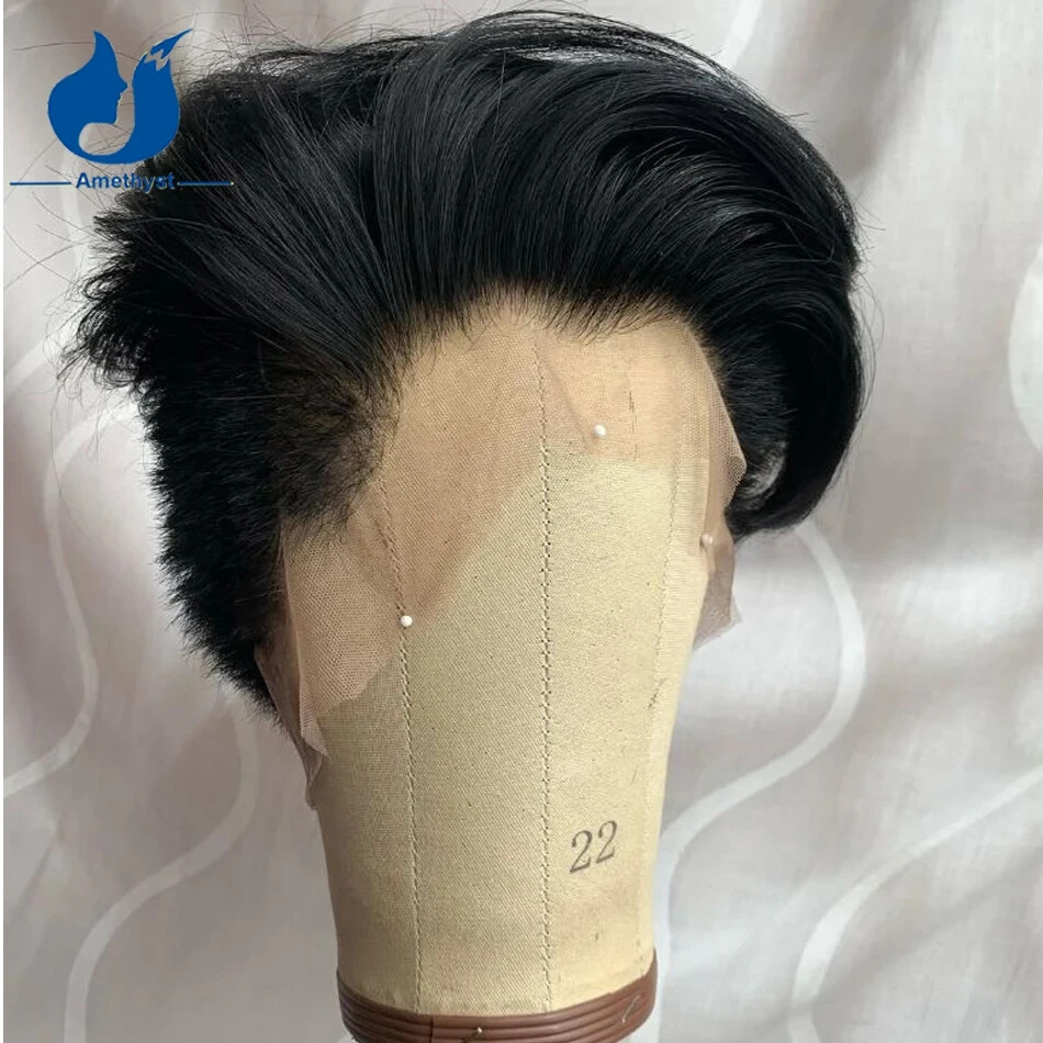 #4 Brown Pixie Cut Bob Wig for Men Short European Boy Cut Shaved Full Lace Wig