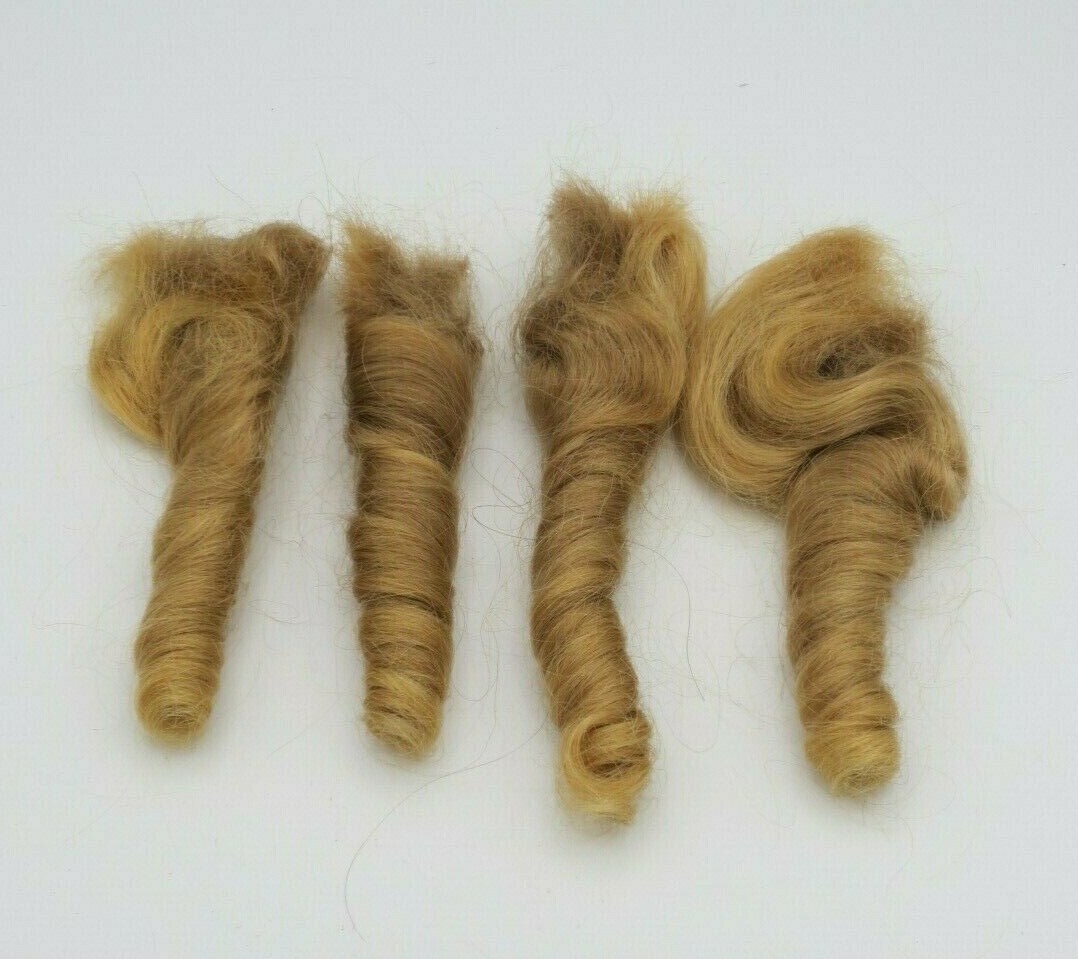 REAL CUT VIRGIN HUMAN HAIR – DIRTY BLONDE SPIRAL CURLS – SET OF 4 (5″ long)