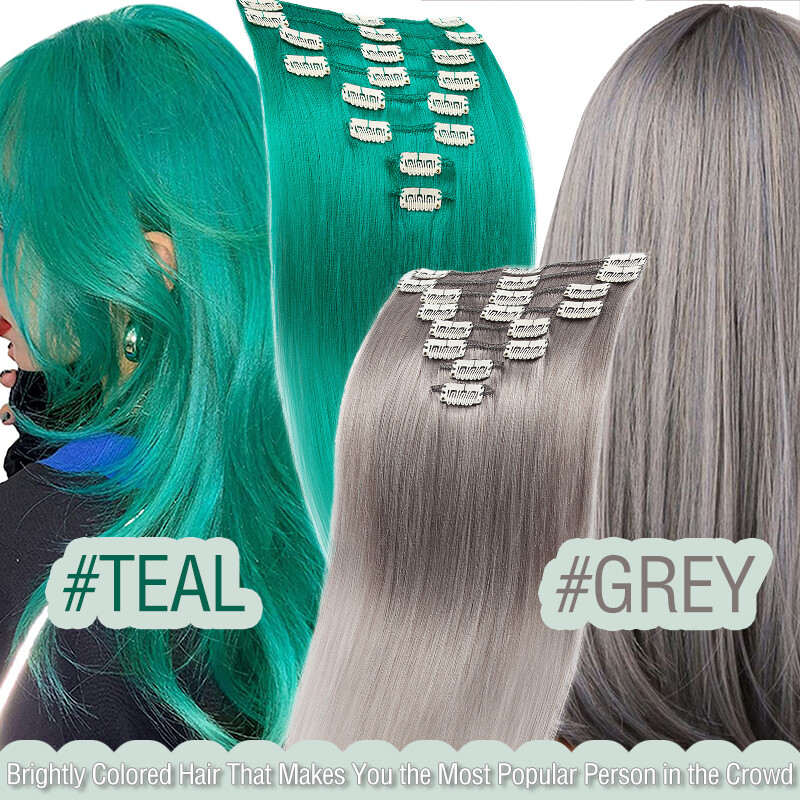 8-24Inch Clip In Extensions 100% Real Remy Human Hair 8Pieces Full Head Lowlight