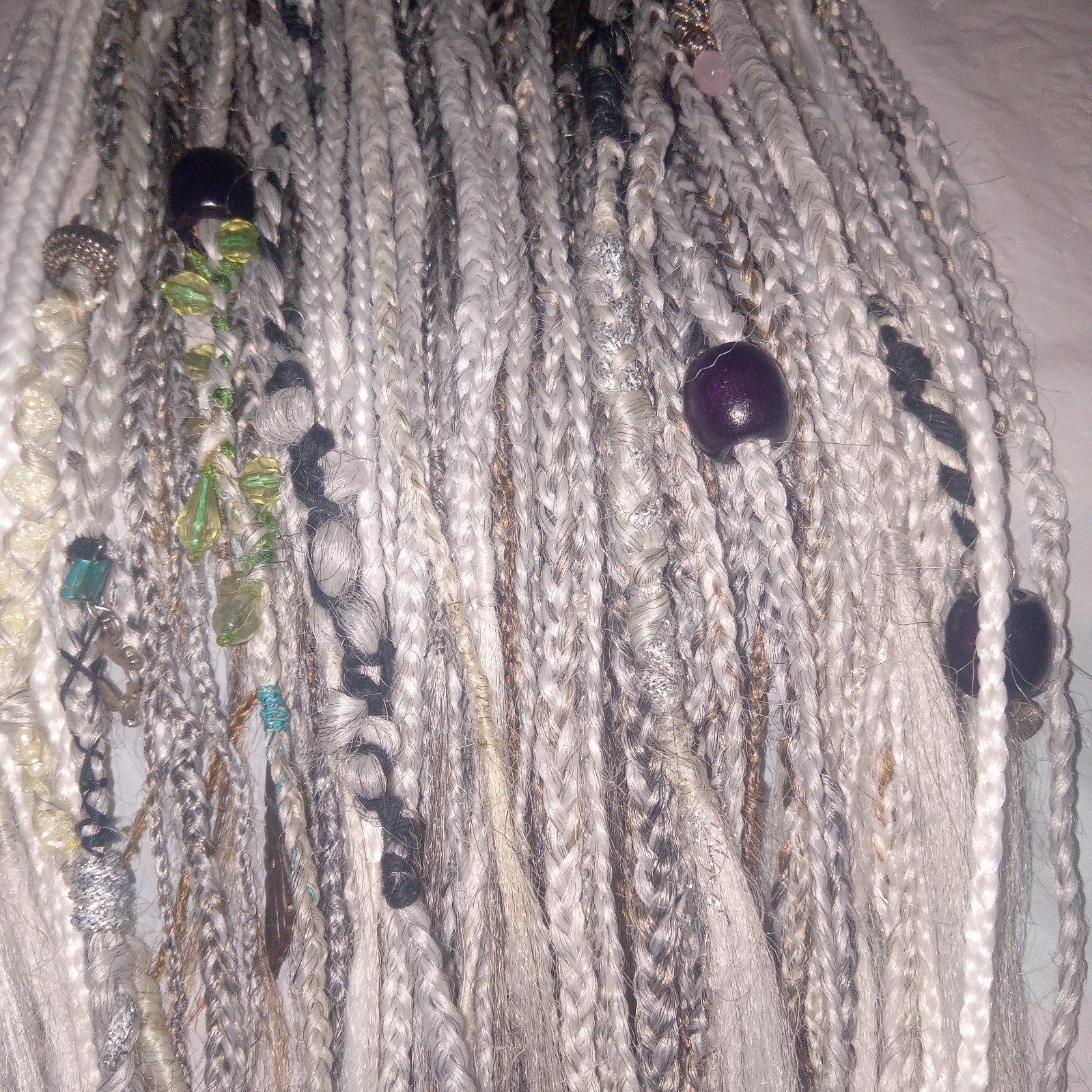 56″ DE dreadlocks White / Gray/ Blonde Synthetic hair Dreads locs/braids Set 60