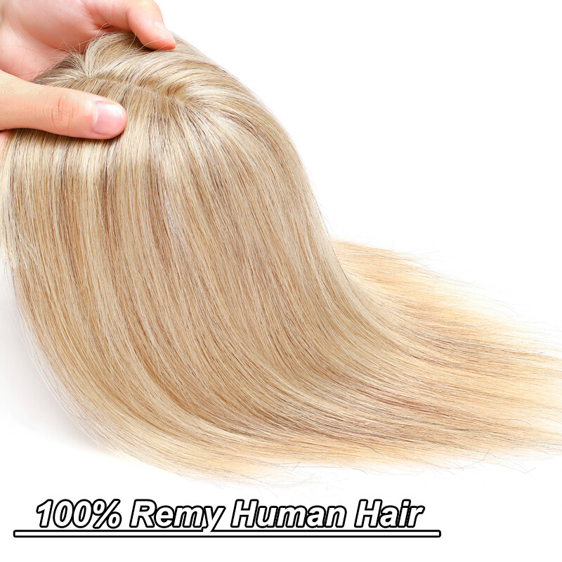 Silk Top Clip In Remy Human Hair Topper Women Hairpiece with Bangs ForLoss Hair