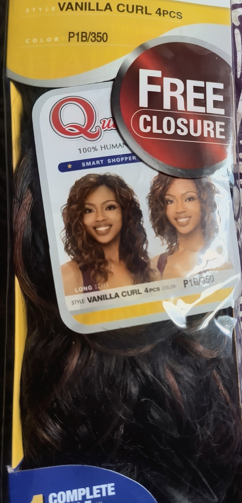 Que by MILKY WAY: FOURbulous VANILLA CURL * 1B/350 * 8,10,12,14″ 100% HUMAN HAIR