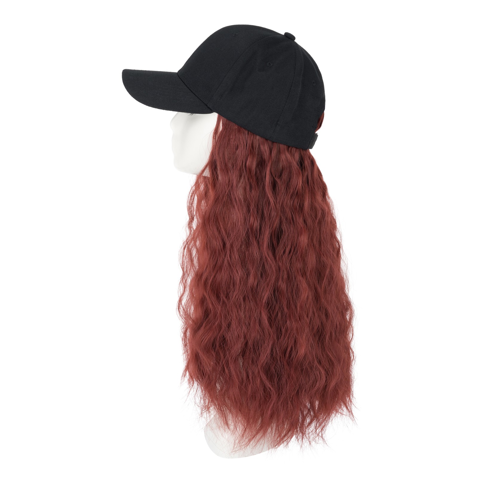 Instant Style Long Curly Cap Wig Adjustable Baseball Hat with Attached Hair
