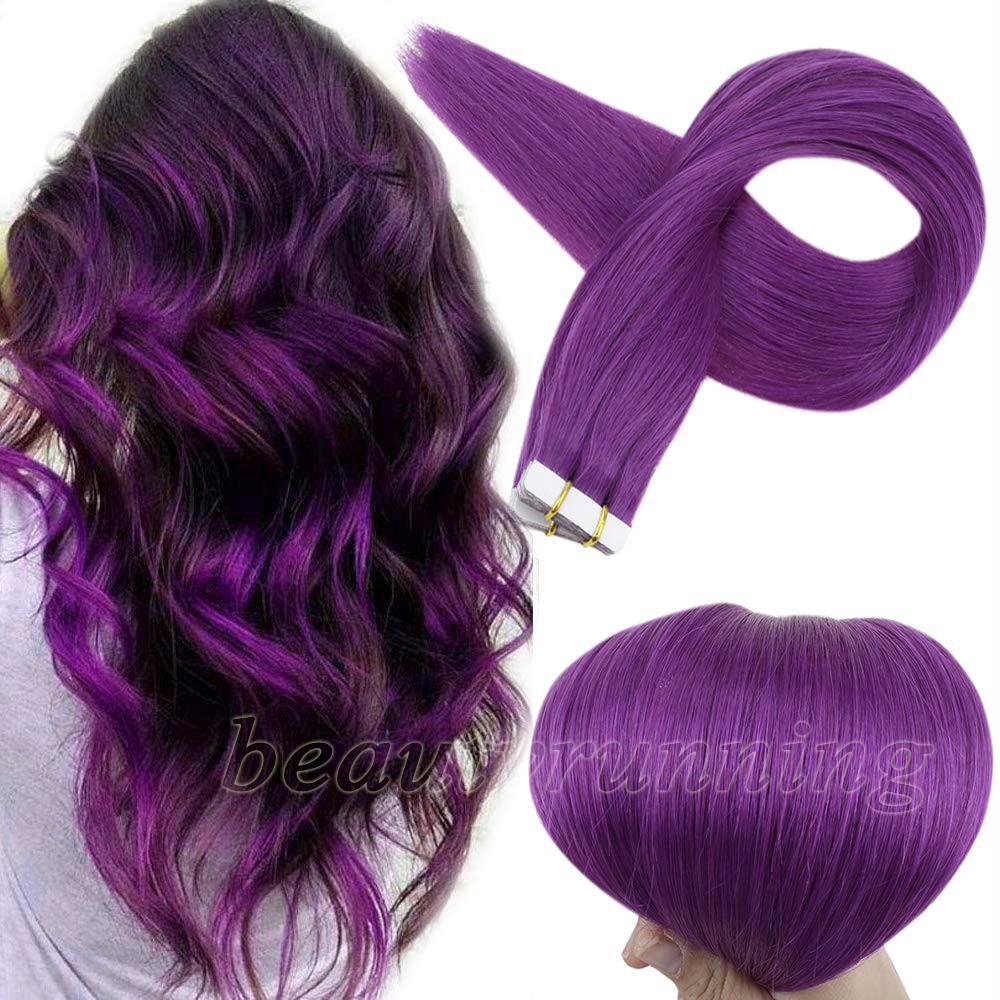 Tape In Remy Human Hair Extensions Full Head Skin Weft Russian Hair Thick Ombre