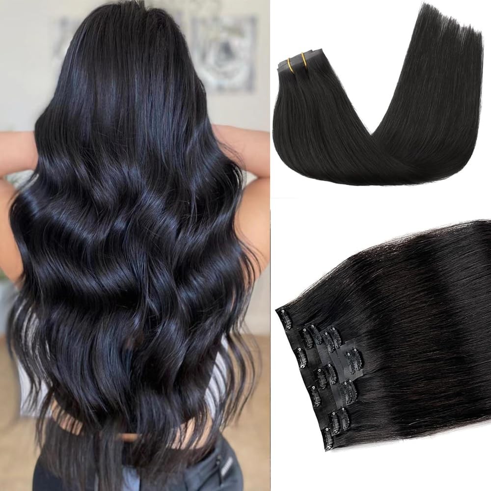 Clip in Extensions Human Hair 7pcs/70g Natural Chocolate Brown to Caramel Blo…