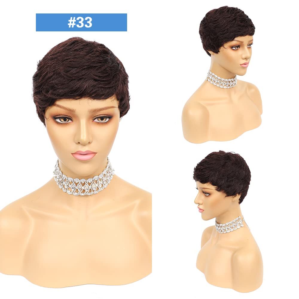 Short Pixie Cut Wigs Human Hair Wigs Layered Black Pixie Wigs