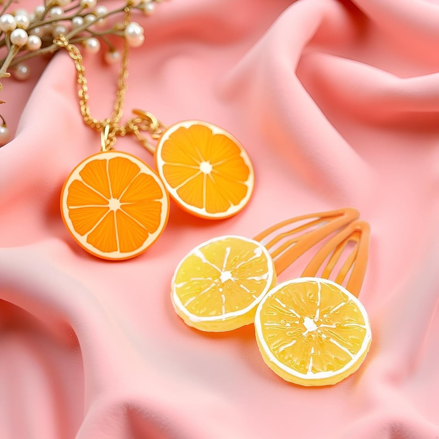 4Pcs Orange Slice Snap Hair Clips for Women Girls 1 Count (Pack of 4),