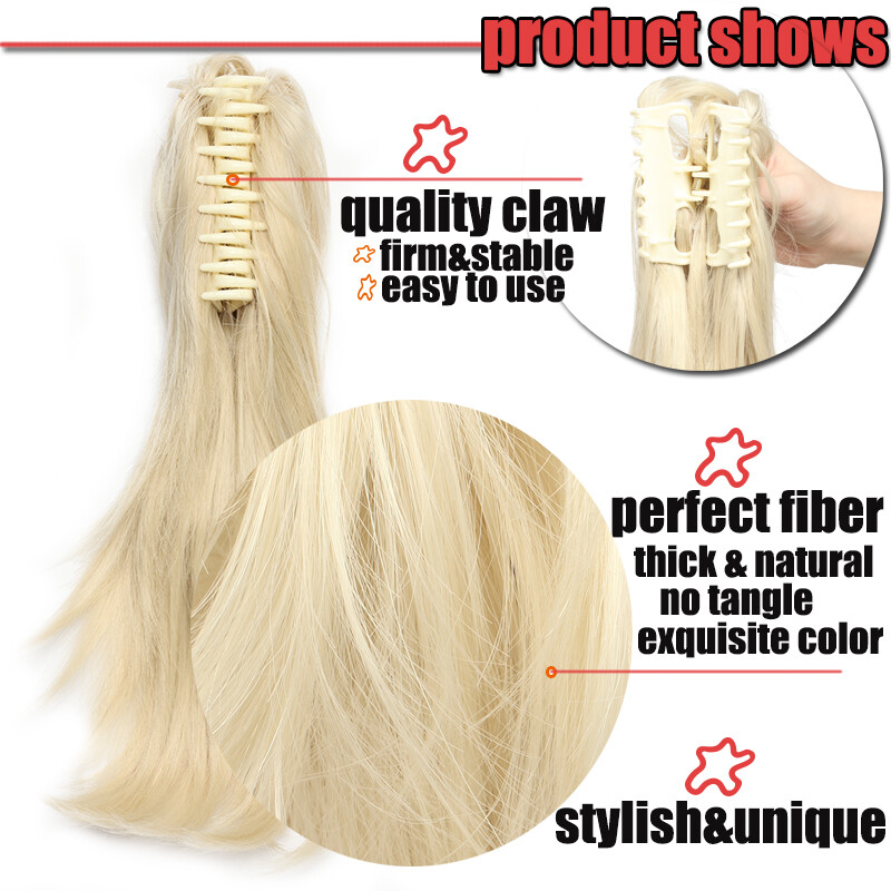 12″ Short Pony Tail Hairpiece Claw Clip On Bendable Messy Hair Extensions Soft