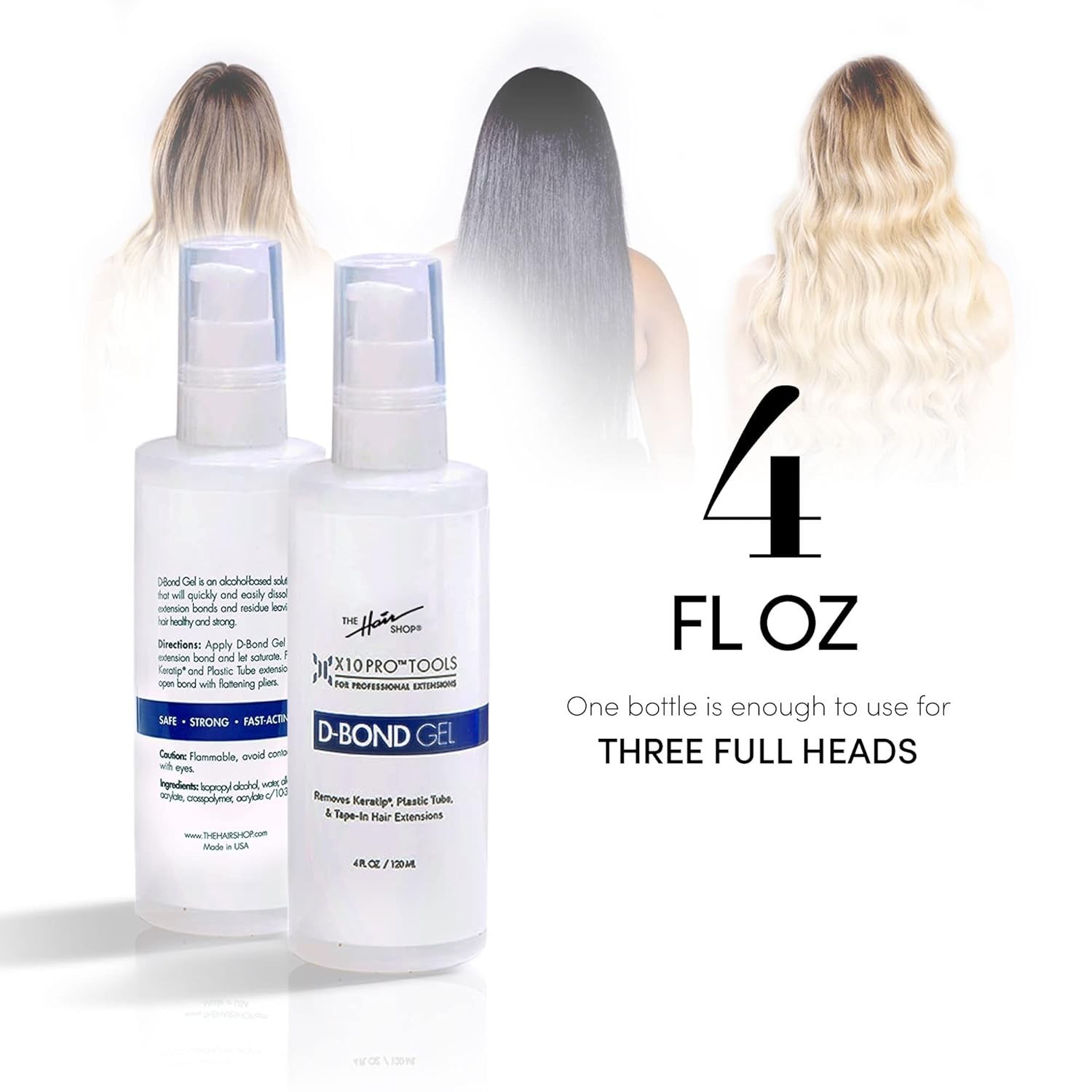 X10 Pro-Tools D Bond Gel Remover for Seamless Hair Extension Removal – 4 oz
