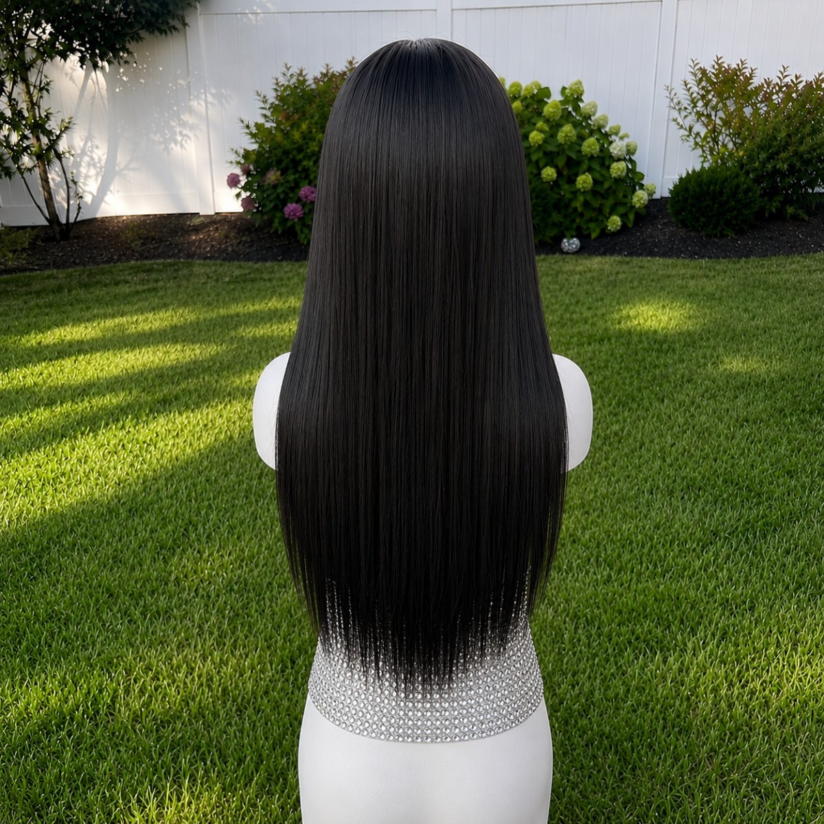 Soft Synthetic Hair Glue Less Lace Front Wig Off black Long Straight
