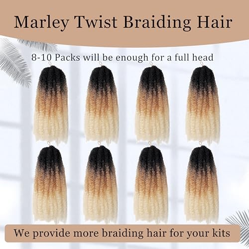 Marley Twist Braiding Hair 14 inch Afro Kinky Curly Crochet Braids 8 Packs