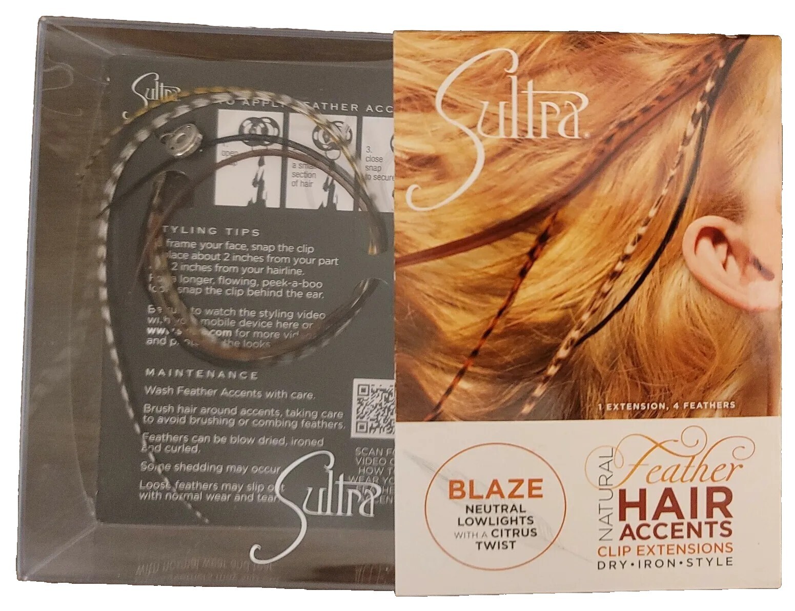 New Spultra Blaze Low lights W/ Citrus Twist Feather For Hair. Festivals, Raves