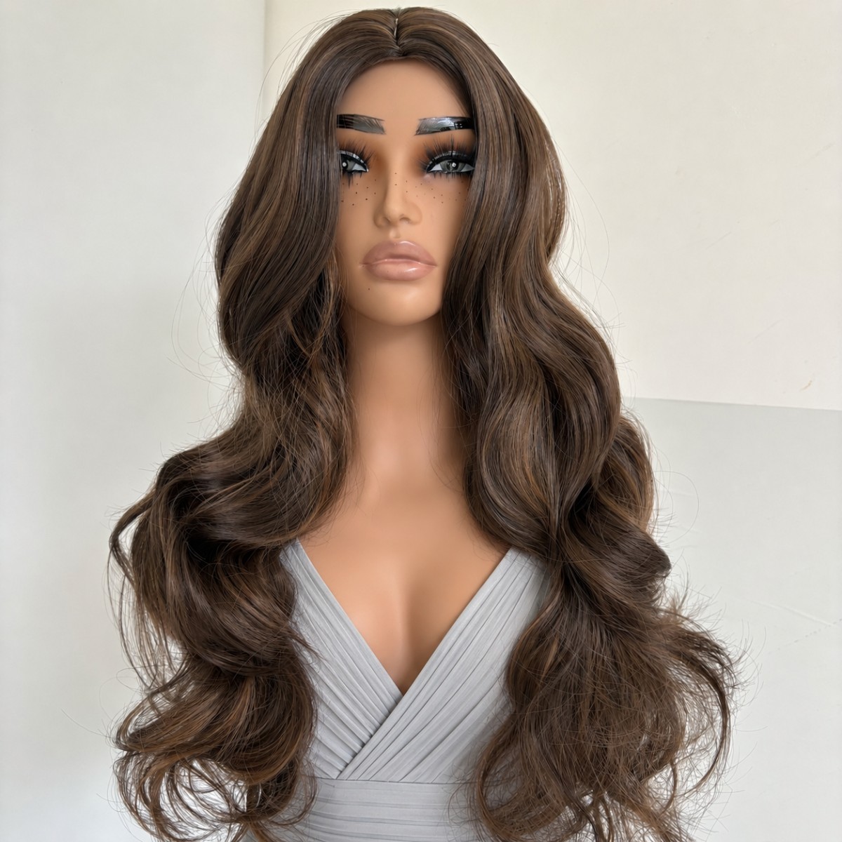 Heat Resistant Hair Cosplay Party Wig Mixed Brown Halloween Long Wavy Natural