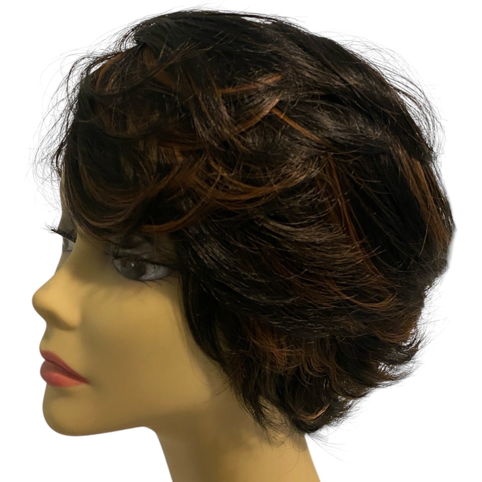 ASHRO 6935059 Soft Wavy Wig Synthetic Dark Brown Copper Heat Resistant Avg NWT