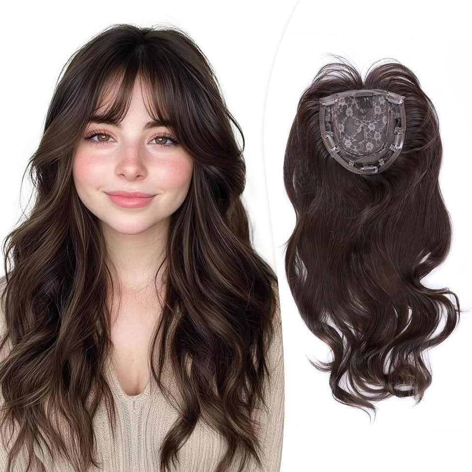 QUEENTAS 22″ Curly Hair Topper for Women with Thinning Hair Daily Wear 360°3D