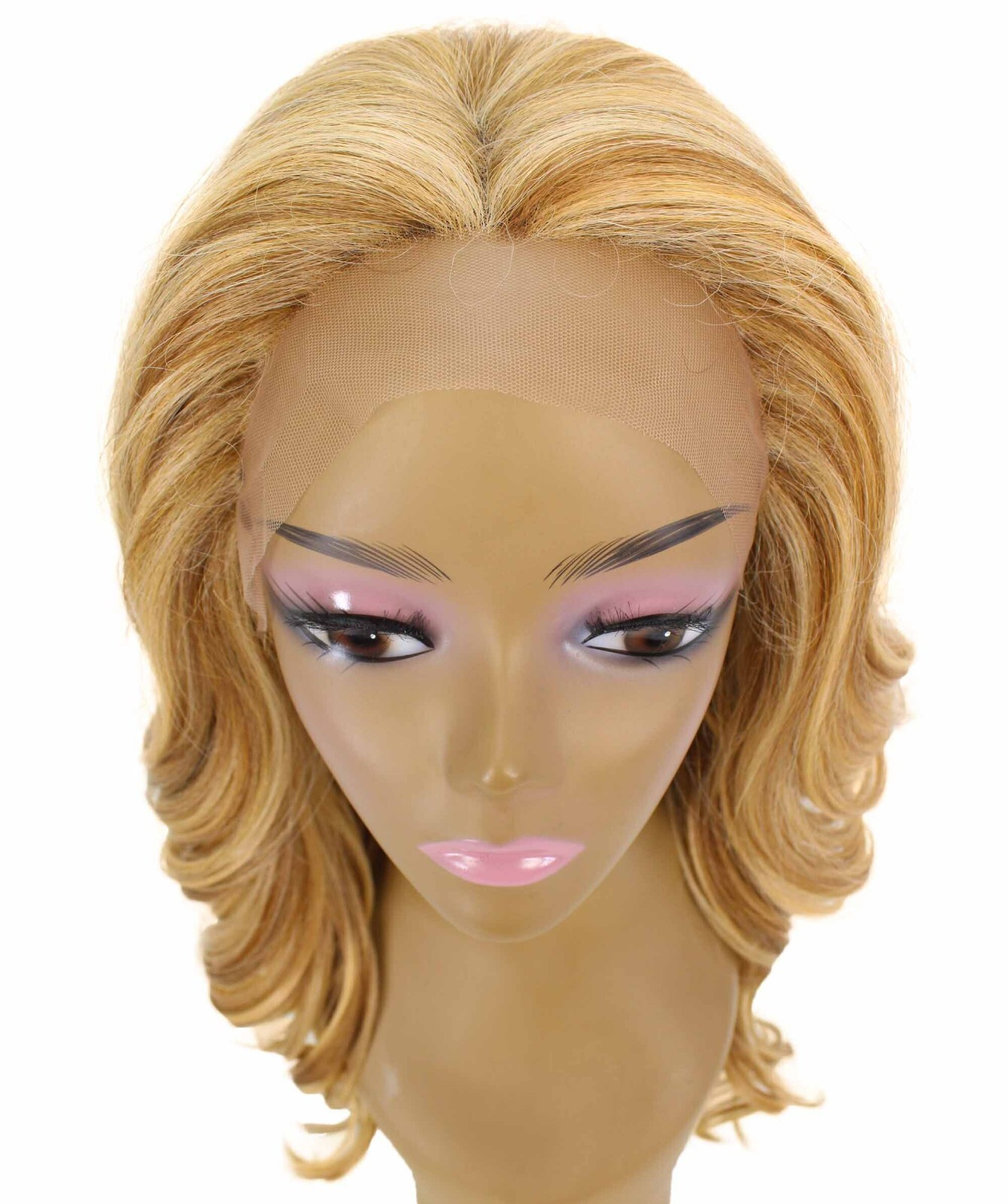 Wavy 21 in 4X4 Hand Tied Lace Front Wig, Strawberry Blonde Blend-BLT-0106-048